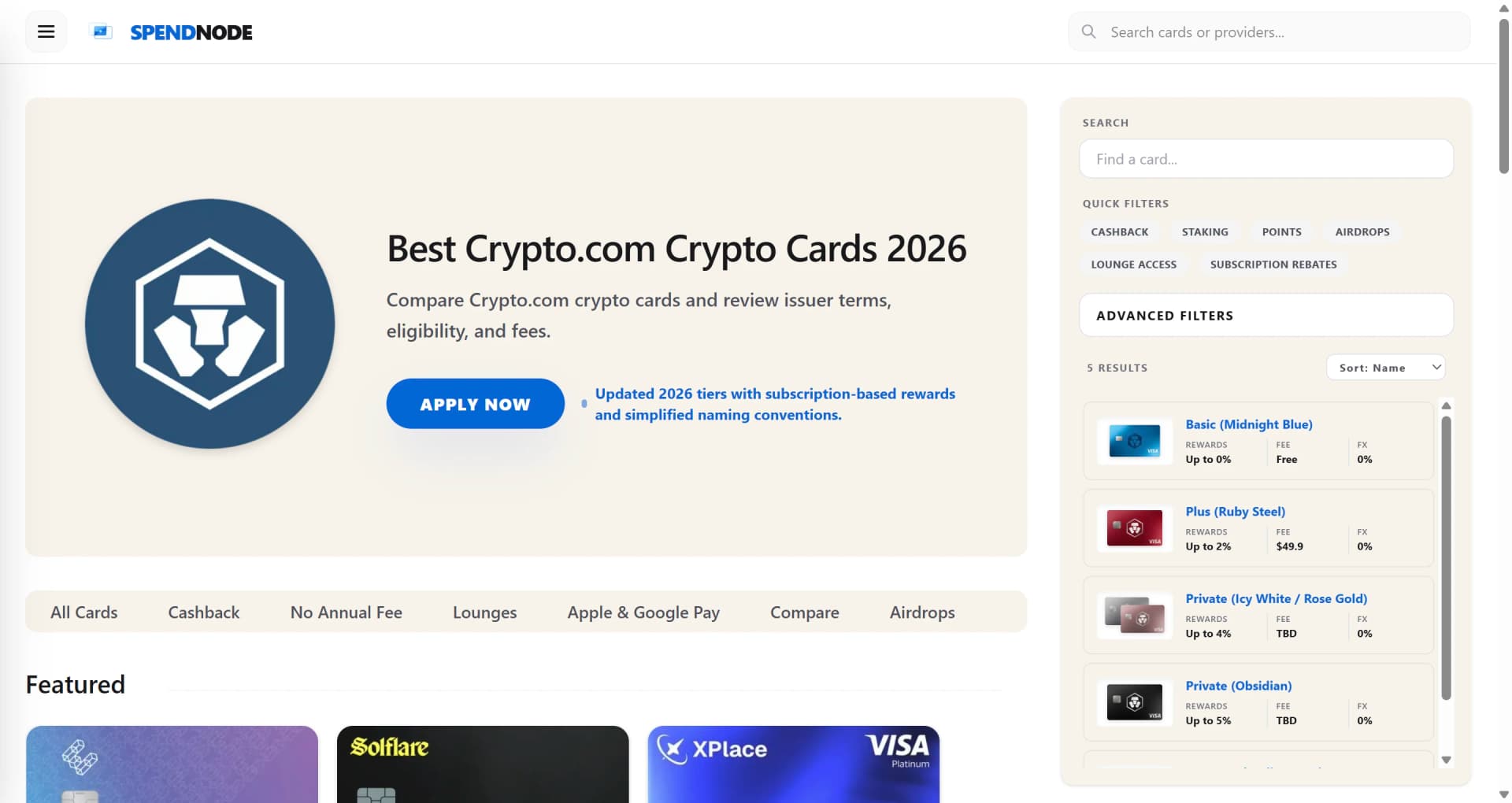 Crypto.com vendor page on SpendNode