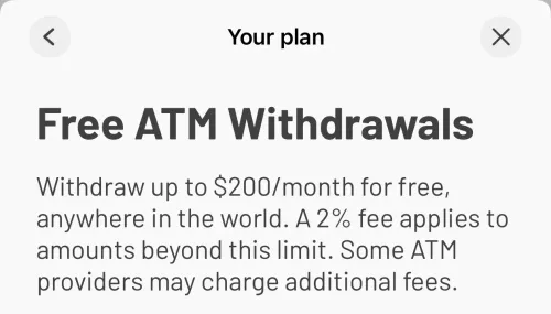 Ready Lite ATM withdrawal details: $200/month free, 2% above limit