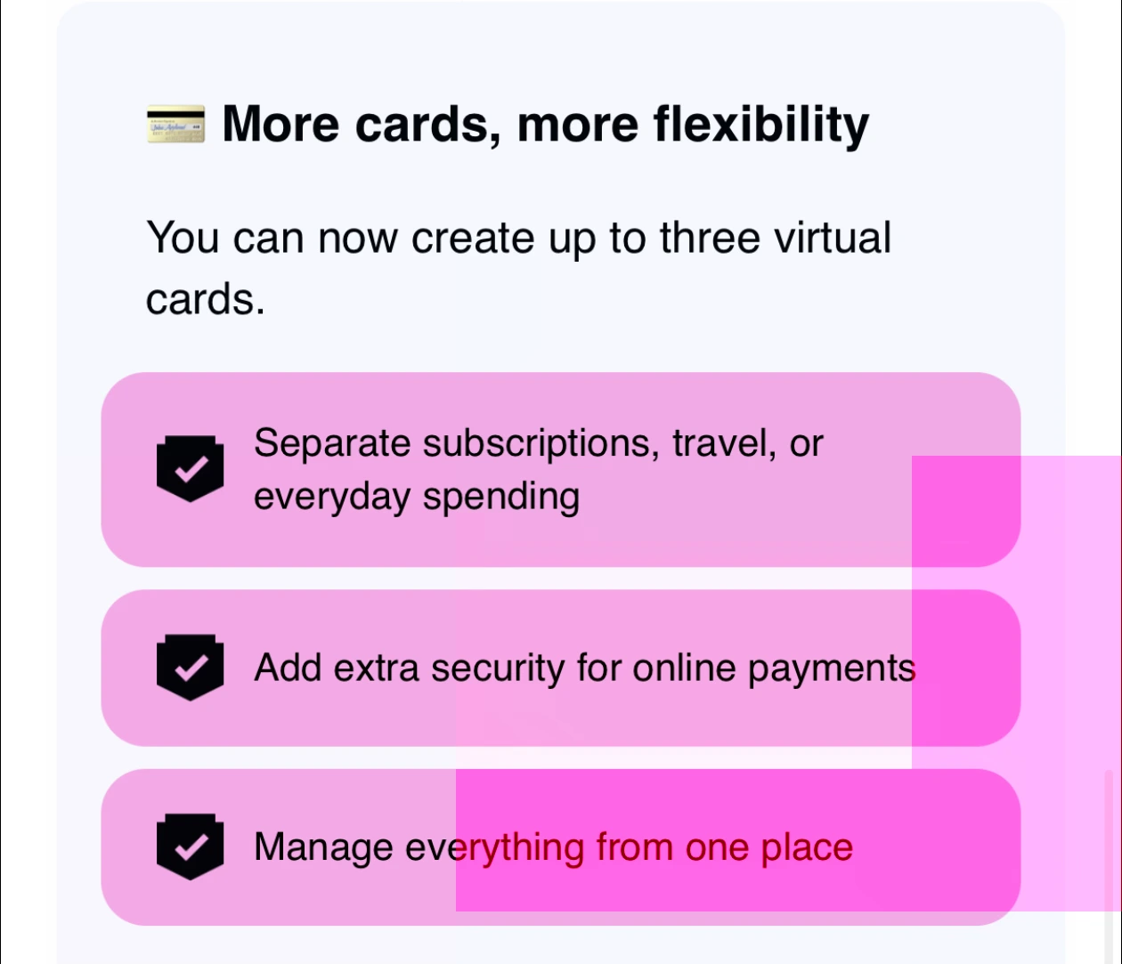 Solflare virtual card flow inside the wallet app